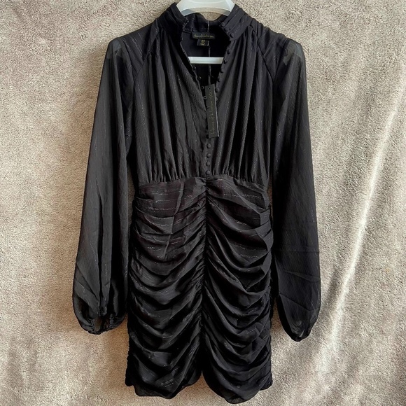 House of Harlow 1960 Ruched Long Sleeves Little Black Dress - Picture 7 of 11